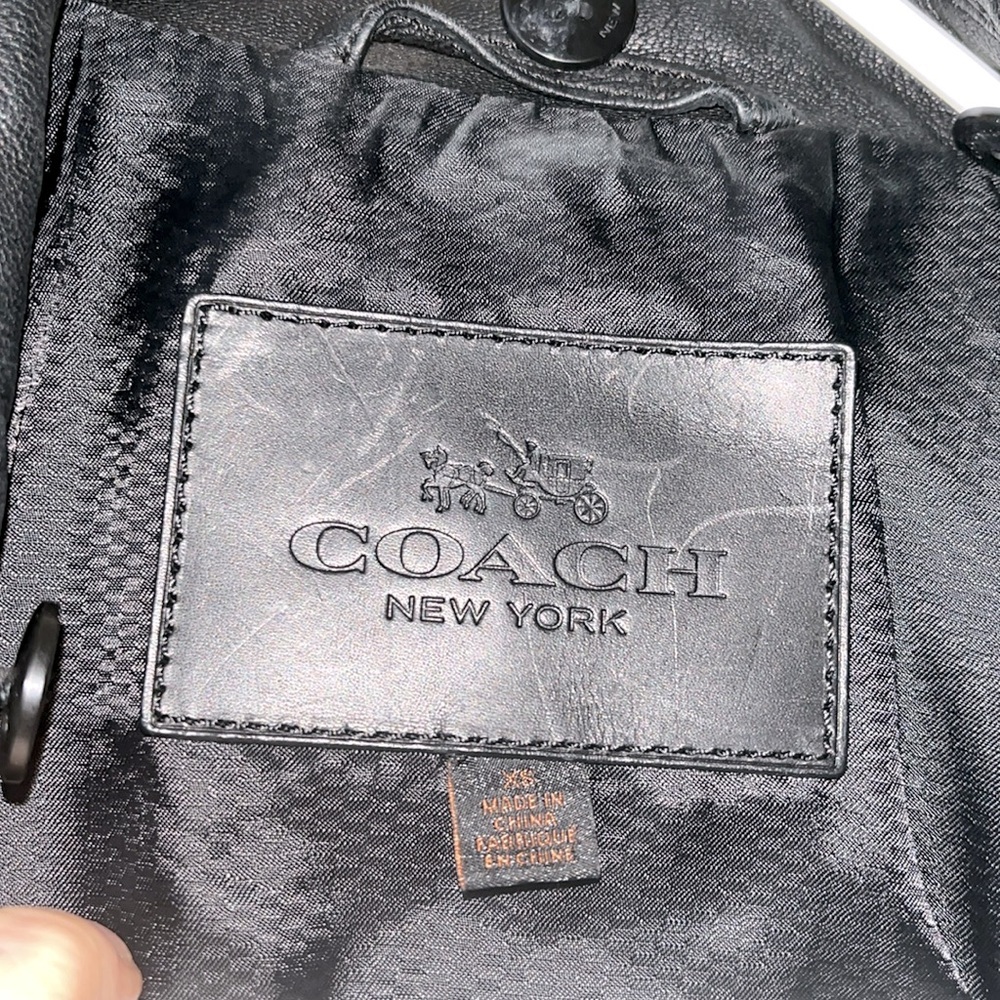 COACH Men’s Goat Leather Moto Jacket - Picture 9 of 16